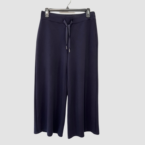 Spanx "AirEssentials" Dark Navy Wide Leg Drawstring Culottes Pants M ($128) - Picture 2 of 5